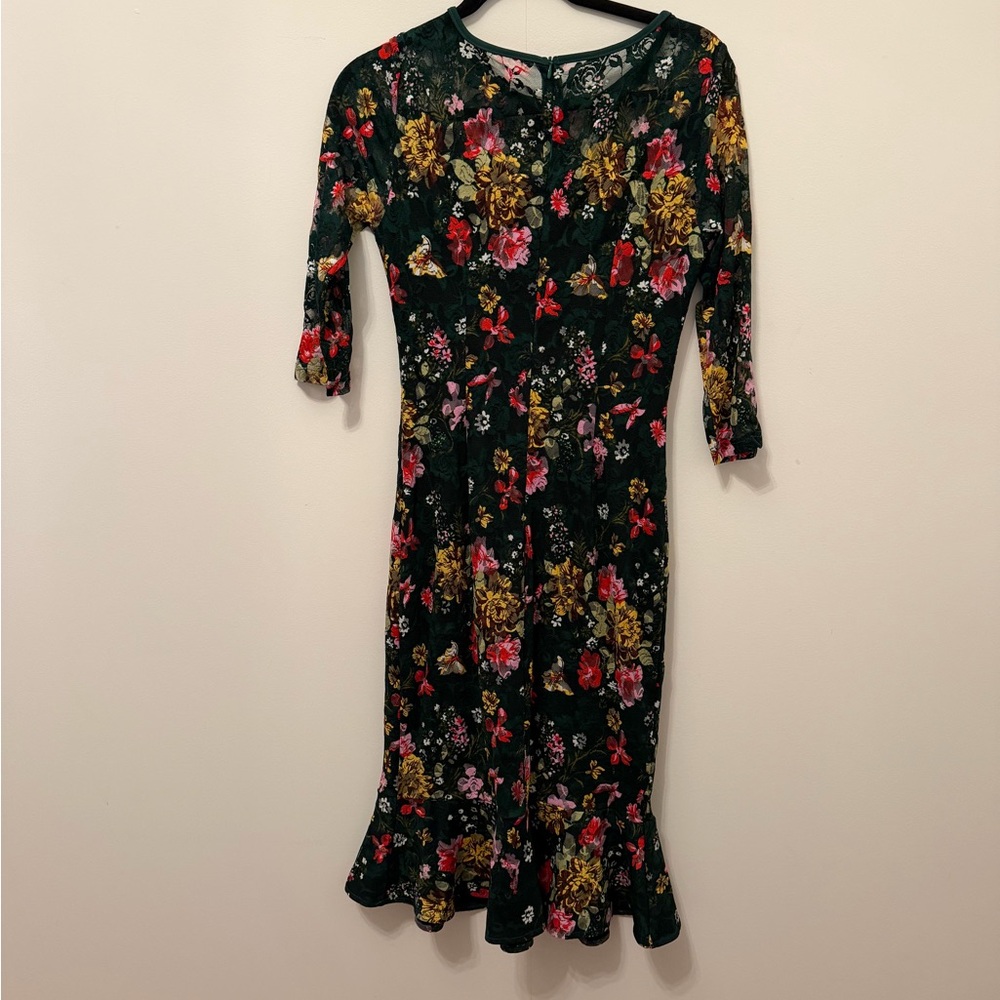 VfEmage Floral Midi Dress - Black and Red